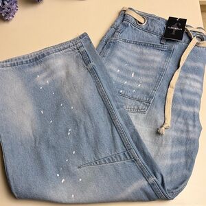 Flamingals Light Blue Splatter Jeans Size 3X Fits 14/16